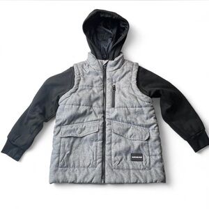 Calvin Klein Kids Gray and Black Hooded Vest Jacket